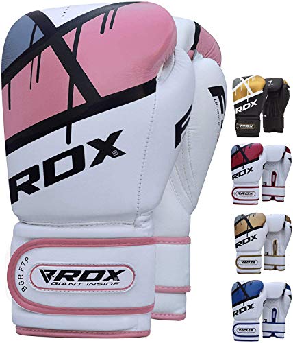 RDX Guantes de Boxeo para Entrenamiento y Muay Thai | Maya Hide Cuero Mitones para Kick Boxing, Sparring | Boxing Gloves para Combate Training, Saco Boxeo