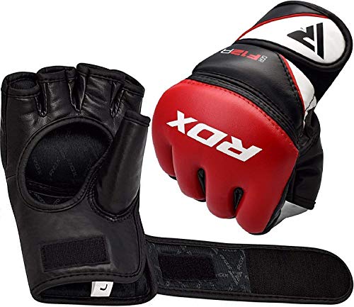 RDX Guantes MMA para Artes Marciales Entrenamiento, Maya Hide Cuero Grappling Guantillas, Bueno para Sparring, Kickboxing, Muay Thai, Saco de Boxeo, Lucha Libre y Combate Training