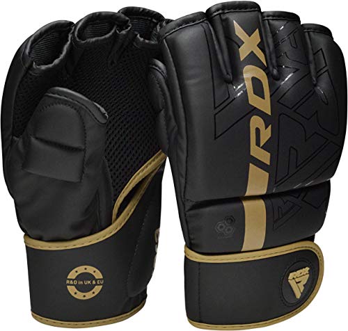 RDX Guantes MMA para Artes Marciales Grappling Entrenamiento, Maya Hide Cuero Kara Sparring Guantillas Lucha Krav Maga y Combate Training Muay Thai Kickboxing