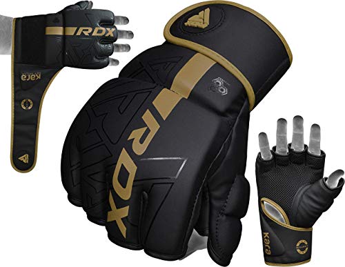 RDX Guantes MMA para Artes Marciales Grappling Entrenamiento, Maya Hide Cuero Kara Sparring Guantillas Lucha Krav Maga y Combate Training Muay Thai Kickboxing