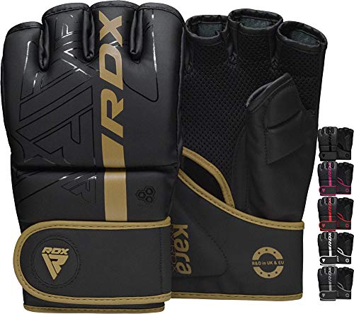 RDX Guantes MMA para Artes Marciales Grappling Entrenamiento, Maya Hide Cuero Kara Sparring Guantillas Lucha Krav Maga y Combate Training Muay Thai Kickboxing