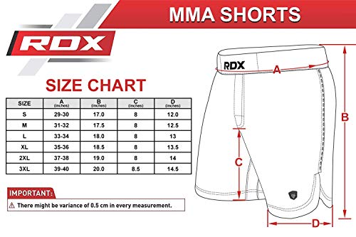 RDX MMA Pantalones para Entrenamiento y Kickboxing - Cortos para Artes Marciales, Grappling, Sparring, Boxeo, Cage Fight - Shorts para BJJ, Muay Thai, Gimnasio Fitness y Deportivos de Combate