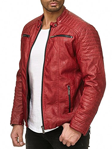 Red Bridge Hombres Chaqueta Cuero Sintético Transición Acanalada Moda Casuales Algodón Jacket