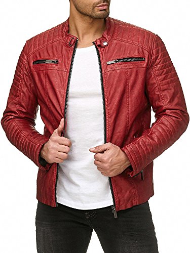 Red Bridge Hombres Chaqueta Cuero Sintético Transición Acanalada Moda Casuales Algodón Jacket