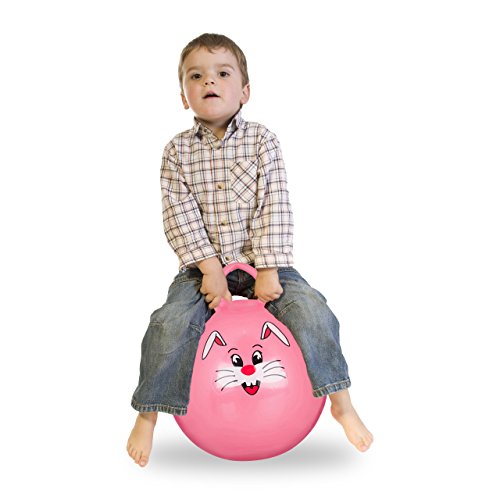 Relaxdays Bola Saltarina para Niños, Pelota Saltar Animales, Balón Infantil, 45 cm Diámetro, PVC, Rosa, color, 45 x 45 x 55 cm (10022554_52) , color/modelo surtido