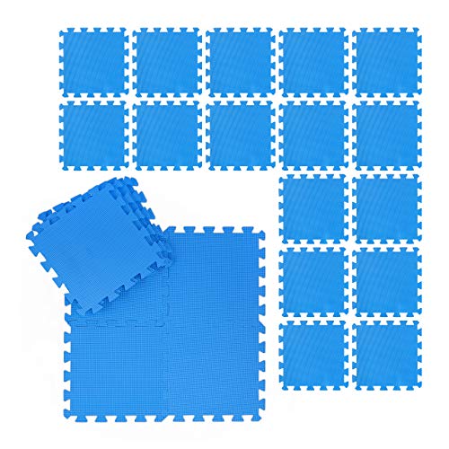 Relaxdays Suelo Goma EVA, Alfombra Puzzle, Esterilla Fitness, Tatami Gimnasio, Set de 24 Piezas, 2.1 m², 30 x 30 cm, Azul