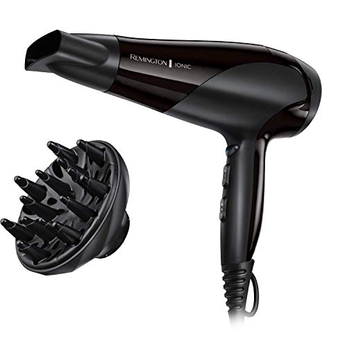 Remington Ionic Dry 2200 - Secador de Pelo, Secador Iónico, Concentrador y Difusor, 2200 W, Negro, D3198