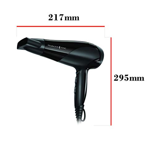 Remington Ionic Dry 2200 - Secador de Pelo, Secador Iónico, Concentrador y Difusor, 2200 W, Negro, D3198