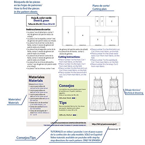 Revista PATRONESMUJER nº2. 29 patrones de ropa para mujer. Tallas desde la 36 a la 52. Tutoriales paso a paso en vídeo(Youtube).