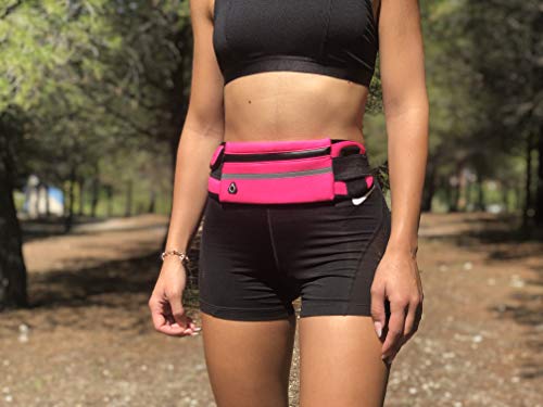 Riñonera Deportiva Hombre Cinturón Running Mujer Impermeable Unisex Tiras Reflectantes y Correa Ajustable Vale para iPhone 12/12Pro/12ProMax/XR/XS/X/8 Samsung S20/10/S9/S8