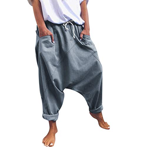 RISTHY Pantalones Anchos Mujer, Pantalones Tallas Grandes Baggy Aladin Bombacho Pantalones Casuales Flojos de Hip Hop Holgados Pantalones Deportivos Casual para Mujeres y Hombres