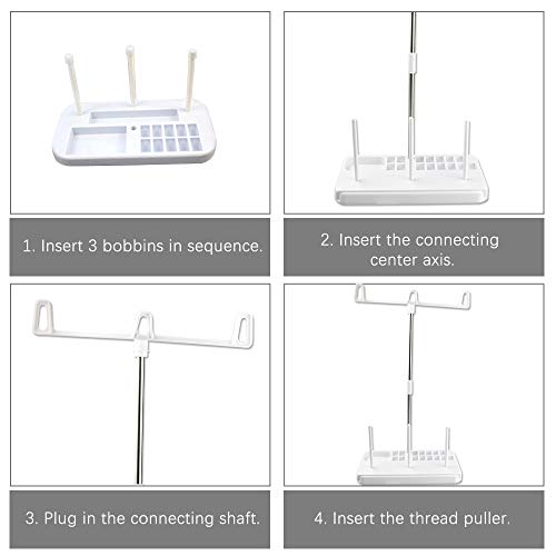 RMENOOR Soporte de bobina de hilo de bordar 3 Carretes de Hilo Soporte para máquinas de bordar, coser, acolchar y sergerSoporte para Hilo de Coser Carretes de Bordado Soporte para Hilo de Bobina