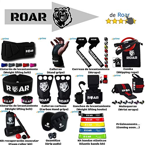 Roar® Cinturón Lumbar Gimnasio, Cinturon Gimnasio Hombre y Mujer, Cinturon Halterofilia, Powerlifting, Crossfit, Levantamiento Peso, Musculacion, Cinturon Gym Hombre, Cinturon Pesas (Negro, XS)