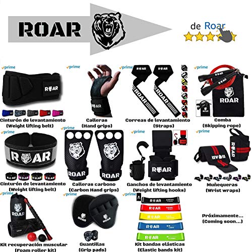 Roar® Cinturón Lumbar Gimnasio, Cinturon Gimnasio Hombre y Mujer, Cinturon Halterofilia, Powerlifting, Crossfit, Levantamiento Peso, Musculacion, Cinturon Gym Hombre, Cinturon Pesas (Gris, L)