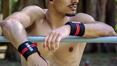 Roar® Muñequeras Deportivas, Muñequeras Crossfit Hombre y Mujer, Muñequeras Gym Hombre, Wrist Wraps, Muñequera Crossfit, Muñequeras Gimnasio, Calistenia, Musculacion, Halterofilia (Rojo)