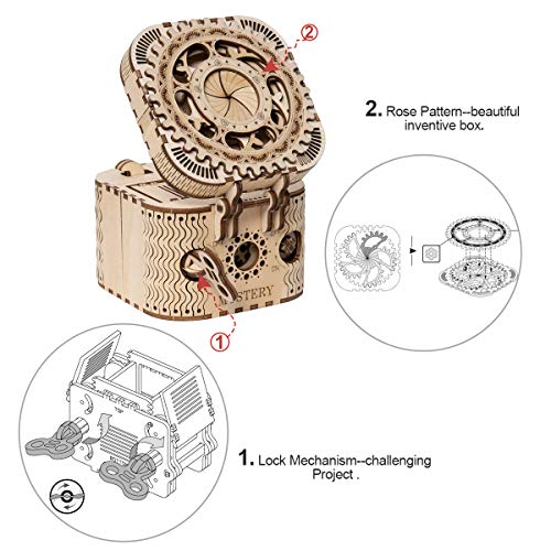 ROKR Caja del Tesoro 3D en Madera, Maqueta Madera Kit de Construcción Sin Pegamento para Niños y Adultos