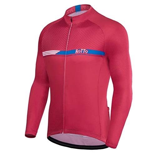 ROTTO Maillot Ciclismo Hombre Camiseta Ciclismo Manga Larga con Bolsillo