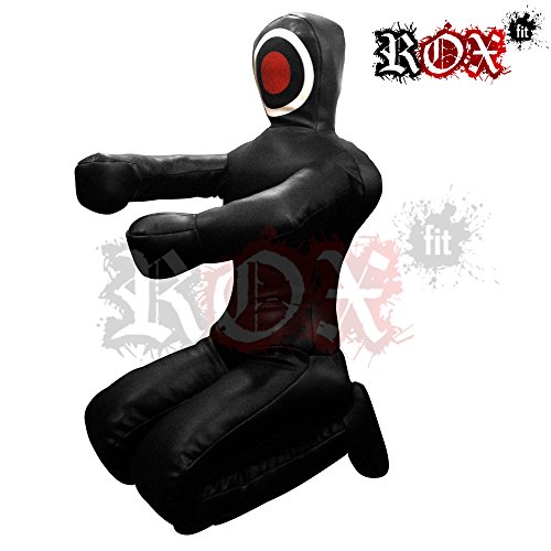 ROX Fit Grappling Dummy muñeco JiuJistsu Brazilian entrenamiento realista bolsa BJJ MMA ejercicio negro (6 Piedras (72 ") - 180 cm - sin relleno)