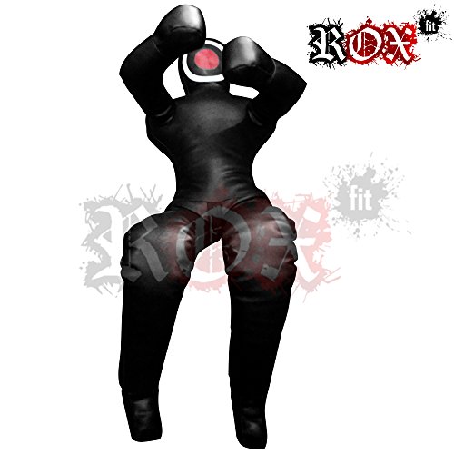 ROX Fit Grappling Dummy muñeco JiuJistsu Brazilian entrenamiento realista bolsa BJJ MMA ejercicio negro (6 Piedras (72 ") - 180 cm - sin relleno)