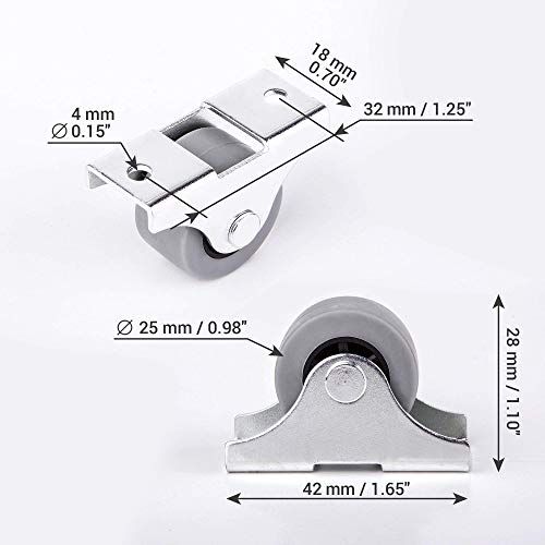 Rueda de goma de 25 mm de plástico giratoria doble ruedas metálicas con placa muebles electrodomésticos y equipo pequeño mini ruedas Set de 8pcs