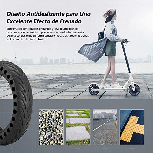 Ruedas Macizas Compatible con Xiaomi M365, Bangting 8 1/2 x 2 Neumatico Solido Panal Hole Tubos Sólidos Neumaticos de Repuesto Rueda Maciza Macizo para Mi Mijia M365 Scooter Eléctrico