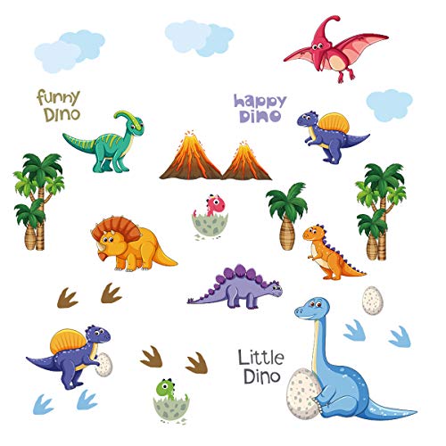 Runtoo Pegatinas de Pared Dinosaurios Stickers Adhesivos Vinilo Palma Árbol Decorativas Infantiles Habitacion Bebe