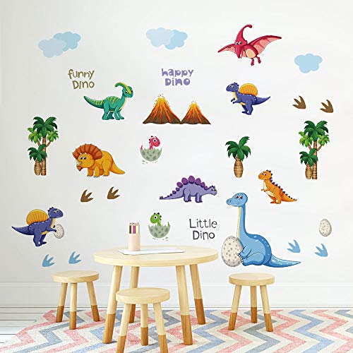 Runtoo Pegatinas de Pared Dinosaurios Stickers Adhesivos Vinilo Palma Árbol Decorativas Infantiles Habitacion Bebe