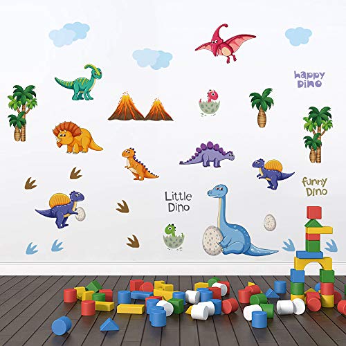 Runtoo Pegatinas de Pared Dinosaurios Stickers Adhesivos Vinilo Palma Árbol Decorativas Infantiles Habitacion Bebe