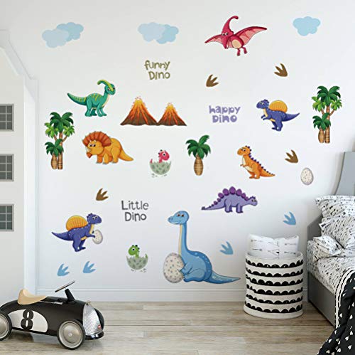 Runtoo Pegatinas de Pared Dinosaurios Stickers Adhesivos Vinilo Palma Árbol Decorativas Infantiles Habitacion Bebe