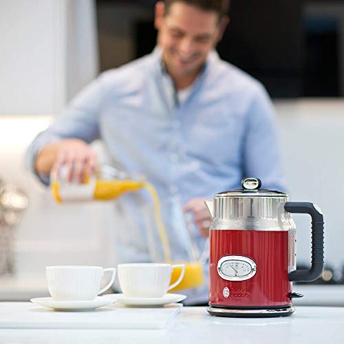 Russell Hobbs Retro - Hervidor de Agua Eléctrico (1,7 litros, Acero Inoxidable, 2400 W, Rojo) - ref. 21670-70