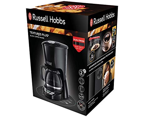 Russell Hobbs Textures Plus - Cafetera de Goteo (Jarra Cafetera, 975 W, Plástico Alta Calidad, Negro) - ref. 22620-56