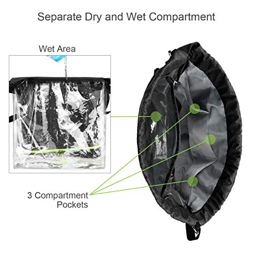 Ryaco Mochila de Cuerda Unisex, Saco de Gimnasia para Deporte Gimnasio Yoga Nadar (Negro & Verde Neón)