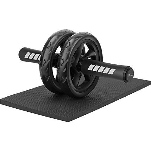 Ryaco Rodillos Abdominales de Doble Rueda con Rodilleras de EVA Extra Gruesa, Equipo de Entrenamiento de Fuerza Central para Gimnasio en casa, Ejercicio físico, Entrenamiento (Negro)