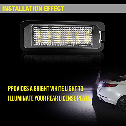 Safego Luz de matrícula LED para Coche Lámpara Número Placa Luces 2835 SMD con Canbus No error 6000K Xenón Blanco para Volks-wagen GOLF 5/6/7 Lupo Passat Scirocco Polo etc, 2 Piezas, 1 año de Garantía