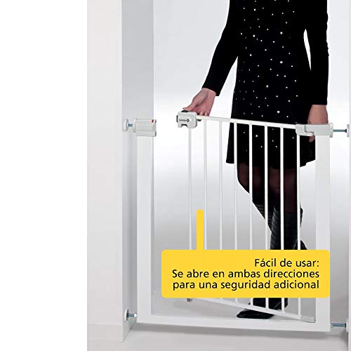 Safety 1st Easy Close - Puerta de seguridad de metal para niños, perros, para aberturas de 73 a 80 cm, extensible con extensiones hasta un máximo de 136 cm - se vende por separado, metal blanco