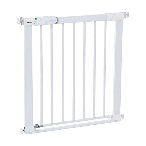 Safety 1st Easy Close - Puerta de seguridad de metal para niños, perros, para aberturas de 73 a 80 cm, extensible con extensiones hasta un máximo de 136 cm - se vende por separado, metal blanco