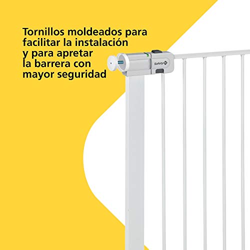 Safety 1st Easy Close - Puerta de seguridad de metal para niños, perros, para aberturas de 73 a 80 cm, extensible con extensiones hasta un máximo de 136 cm - se vende por separado, metal blanco