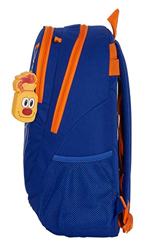 Safta Mochila Adaptable Carro Porta Balón Valencia Basket, Azul/Naranja, 320x160x440 mm