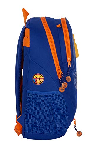 Safta Mochila Adaptable Carro Porta Balón Valencia Basket, Azul/Naranja, 320x160x440 mm