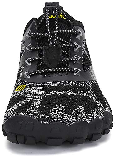 SAGUARO Hombre Mujer Zapatillas de Training Yoga Entrenamiento Gym Interior Transpirables Zapatos Correr Barefoot Resistentes Comodas Zapatos Gimnasio Asfalto Playa Agua Exterior(034 Negro, 44 EU)