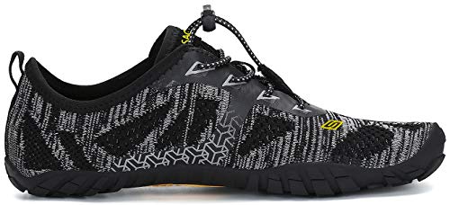 SAGUARO Hombre Mujer Zapatillas de Training Yoga Entrenamiento Gym Interior Transpirables Zapatos Correr Barefoot Resistentes Comodas Zapatos Gimnasio Asfalto Playa Agua Exterior(034 Negro, 44 EU)