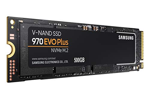 Samsung MZ-V7S500BW 970 EVO Plus - Unidad SSD, 500 GB, M.2, NVMe, tamaño 2.5 ", Interfaz SATA 6 GB/s, Color Negro/Naranja