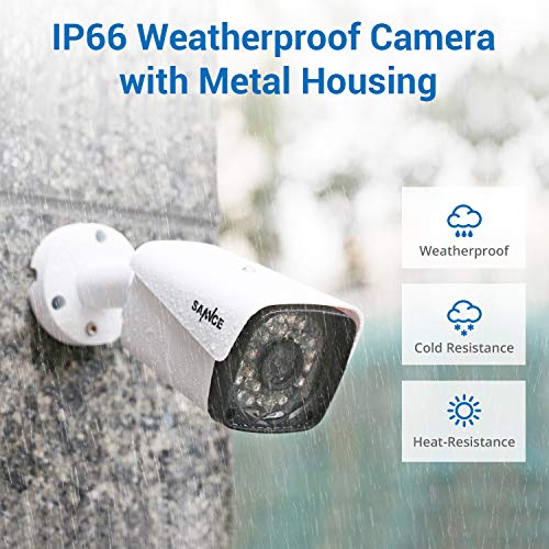 SANNCE Kit de Seguridad XPOE 1080P 4CH NVR y 4 IP Cámaras de vigilancia 2MP IP66 Impermeable Interior/Exterior Visión Nocturna 100pies/30m Alerta de detección de Movimiento-sin HDD