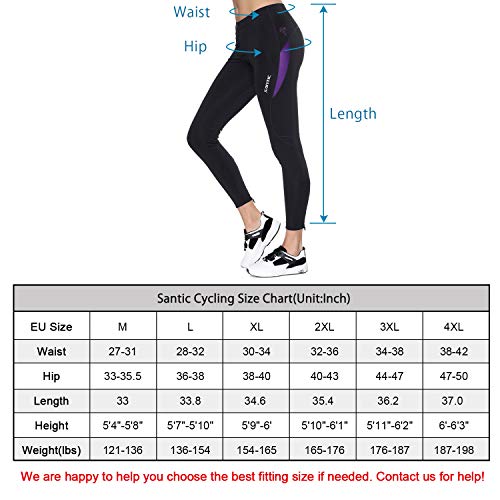 Santic Culote Ciclismo Mujer Culote Bicicleta Pantalones Largos de Ciclismo/Bicicleta/MTB con Badana para Mujeres Violado EU M