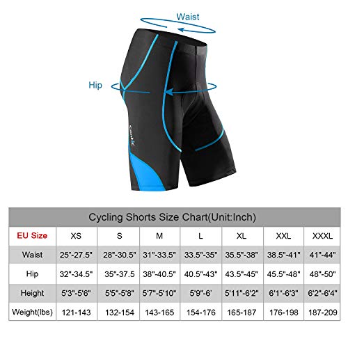 Santic Pantalon Ciclismo Hombre Corto Pantalones Bicicleta Hombre Montaña/MTB Acolchado con Badana/Almohadilla Azul EU S