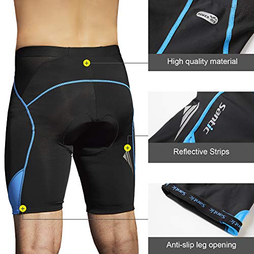 Santic Pantalon Ciclismo Hombre Corto Pantalones Bicicleta Hombre Montaña/MTB Acolchado con Badana/Almohadilla Azul EU S