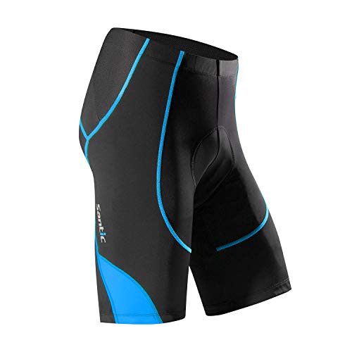 Santic Pantalon Ciclismo Hombre Corto Pantalones Bicicleta Hombre Montaña/MTB Acolchado con Badana/Almohadilla Azul EU S