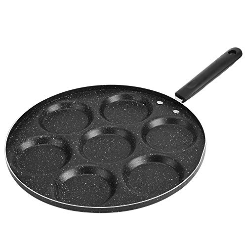 Sarten para Tortitas, Sartén Antiadherente de Aluminio para Huevos, 7 Tazas, Sartén Multifuncional para Desayuno con Mango Anti-Escaldado, para Huevos Fritos Divididos Panqueques Hamburguesa, 30cm