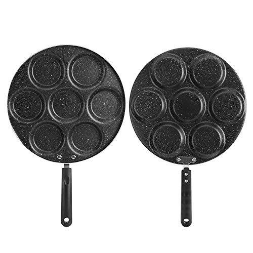 Sarten para Tortitas, Sartén Antiadherente de Aluminio para Huevos, 7 Tazas, Sartén Multifuncional para Desayuno con Mango Anti-Escaldado, para Huevos Fritos Divididos Panqueques Hamburguesa, 30cm