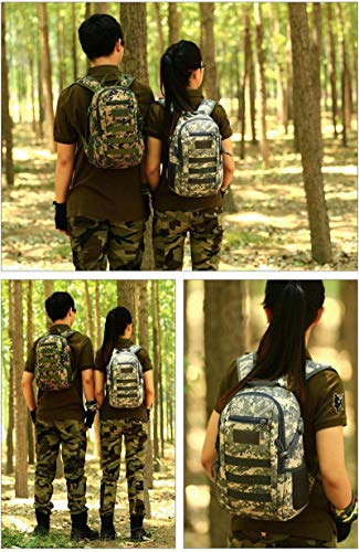 Selighting Mochila Táctica Militar 12L/20L Mochilas Hombres Molle Asalto para Estudiantes Adulto para Camping Senderismo Caza Trekking Casual Diario Escuela (Camo Negro-Mini 12L)